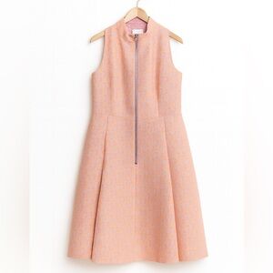 Akris Punto | Orange Zip Front Lined Pocket Fit & Flare Midi Sleeveless Dress 10